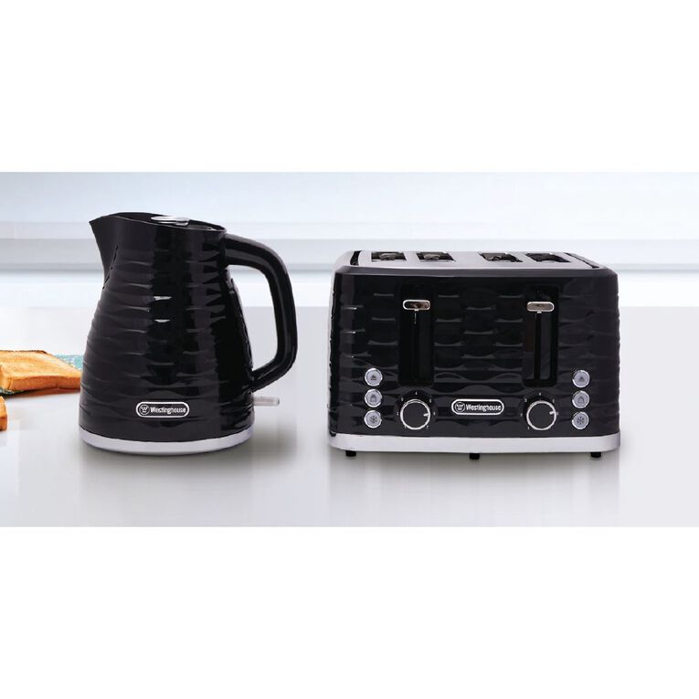 Westinghouse 1.7L Kettle and 4 Slice Toaster Pack Black, , hi-res