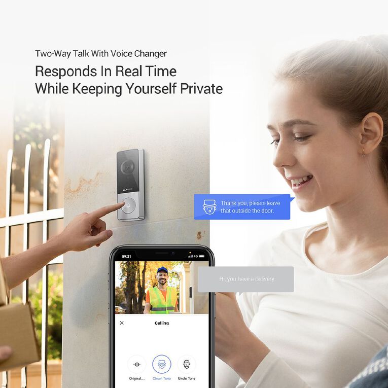 EZVIZ HP8 Video Doorbell with Chime and 16GB SD Card, , hi-res