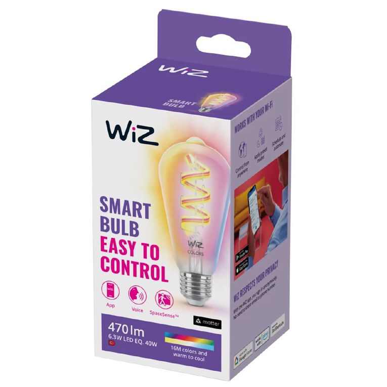 WiZ Wi-Fi BLE 6.3W ST64 E27 RGB CL 1CT/6, , hi-res
