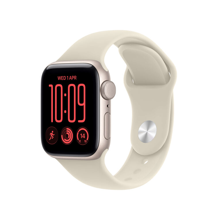 Apple Watch SE 3 GPS 40mm Starlight Aluminium Case with Sand Sport Band S/M, , hi-res