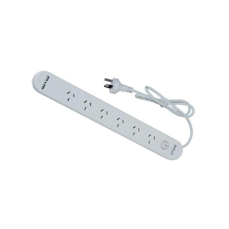 Tech.Inc 6 Way Powerboard with Surge Protection & USB, , hi-res