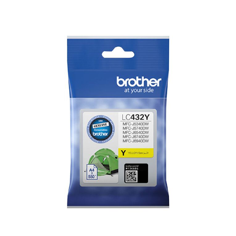 Brother LC432Y Yellow Ink Cartridge - Single Pack (Prints up to 550 pages), , hi-res
