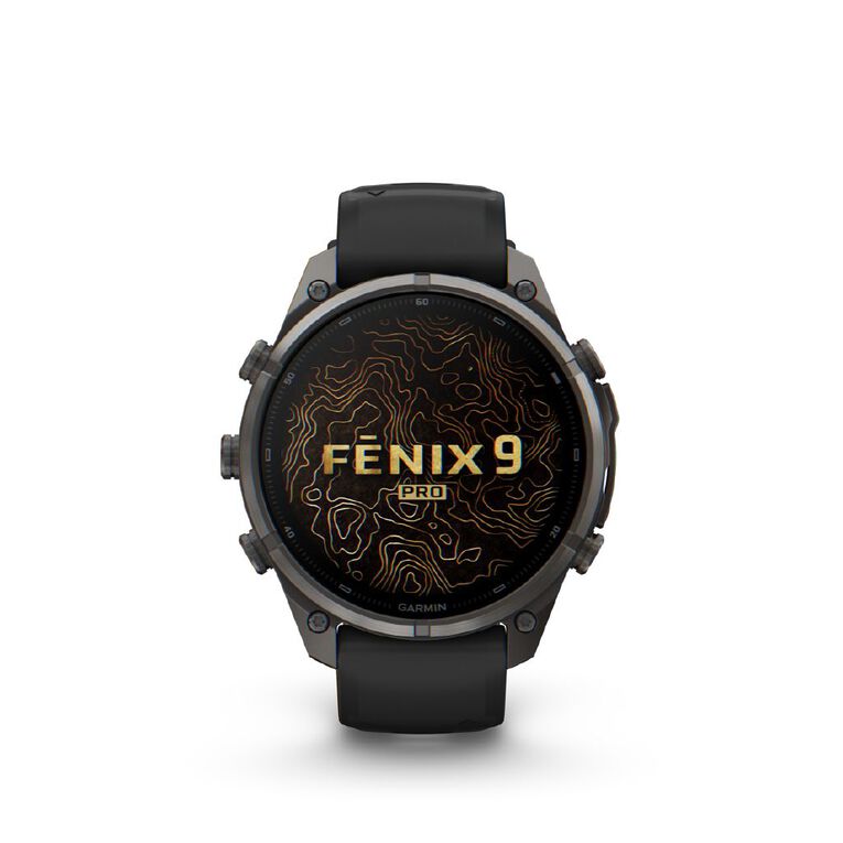 Garmin Fenix 9 Pro 47mm AMOLED - Carbon Grey DLC Titanium With Black/Pebble Grey Silicone Band, , hi-res