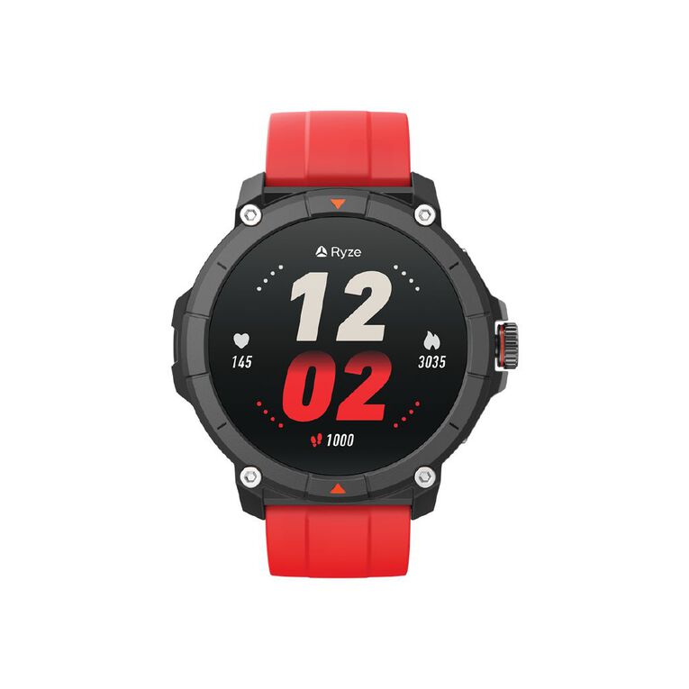 Ryze Trek Smart Watch With GPS (Black + Red), , hi-res