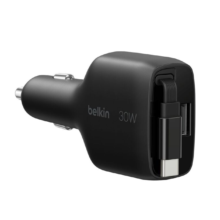 Belkin BoostCharge Retractable Car Charger 30W - Black, , hi-res