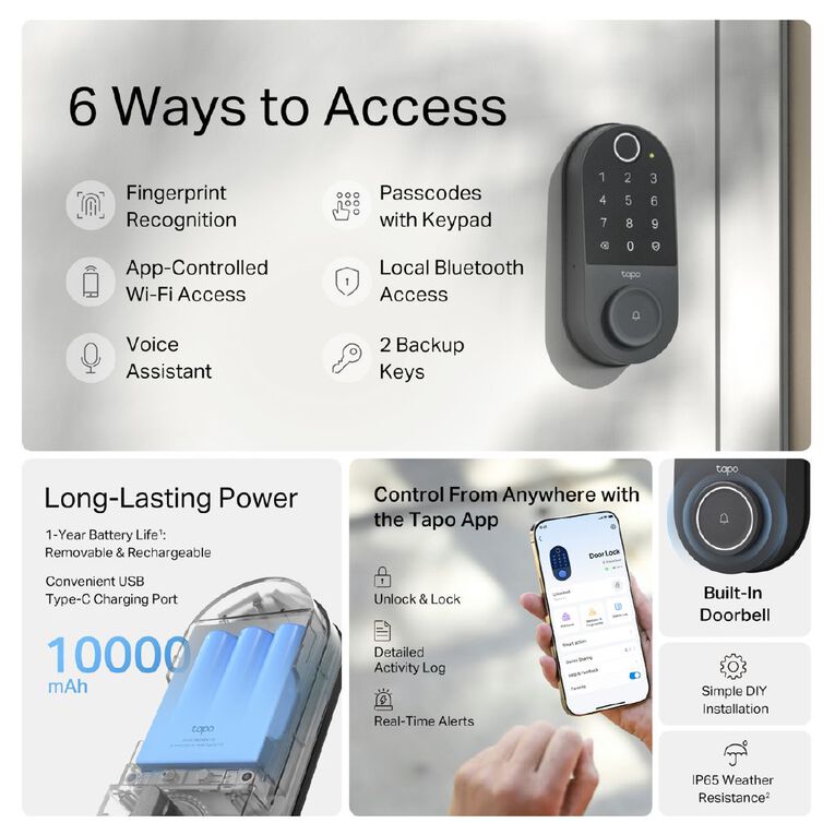 TP-Link Tapo DL110 Smart Wifi Door Lock, , hi-res