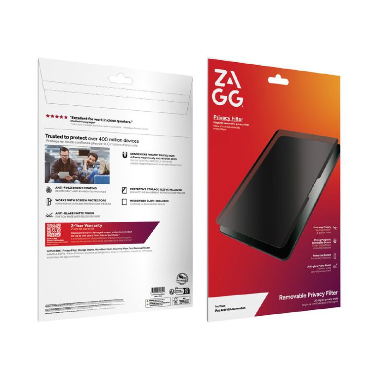 Zagg Removable 4-Way Privacy Filter Tablet Screen for iPad A16 (11th Gen, 2025) & iPad 10th Gen (10.9" 2022), , hi-res