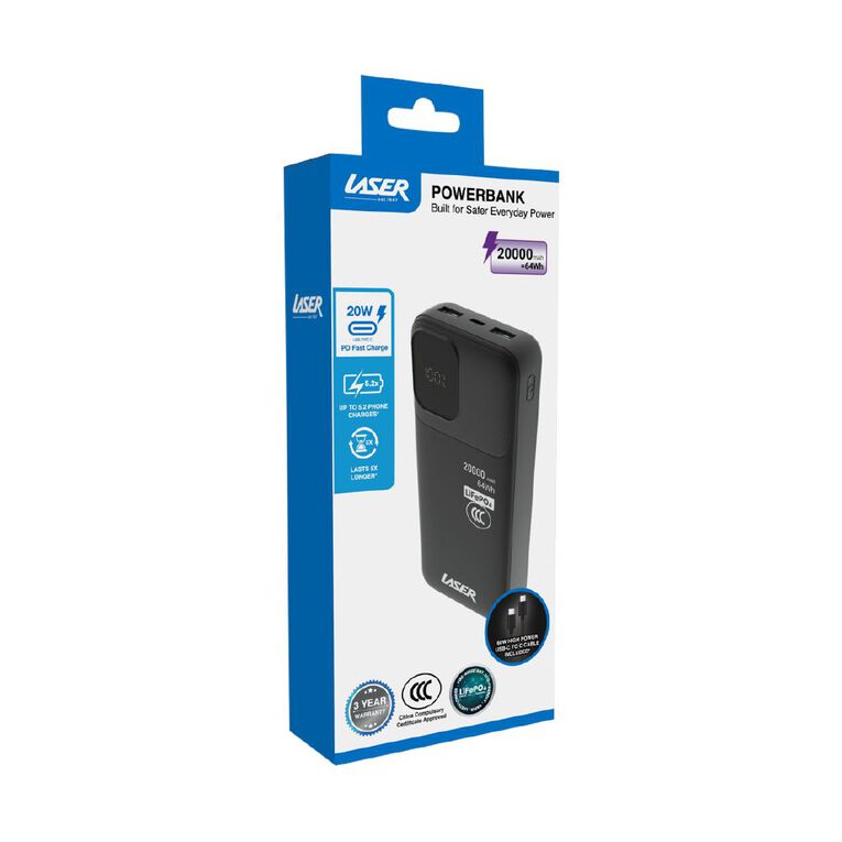 Laser 20K LFP Powerbank - Black, , hi-res