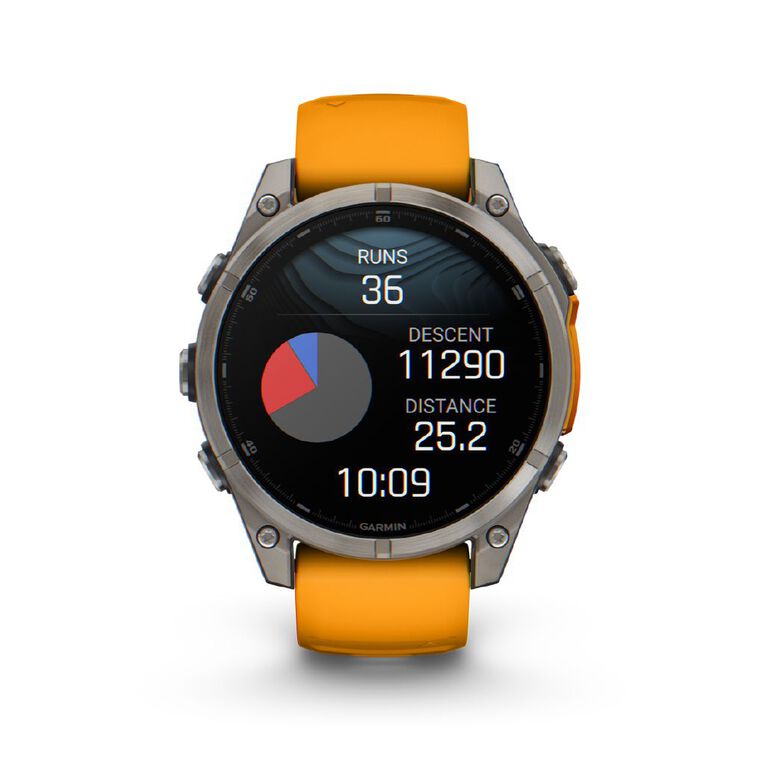 Garmin Fenix 8 47mm Sapphire AMOLED - Titanium with Spark Orange Graphite Band, , hi-res
