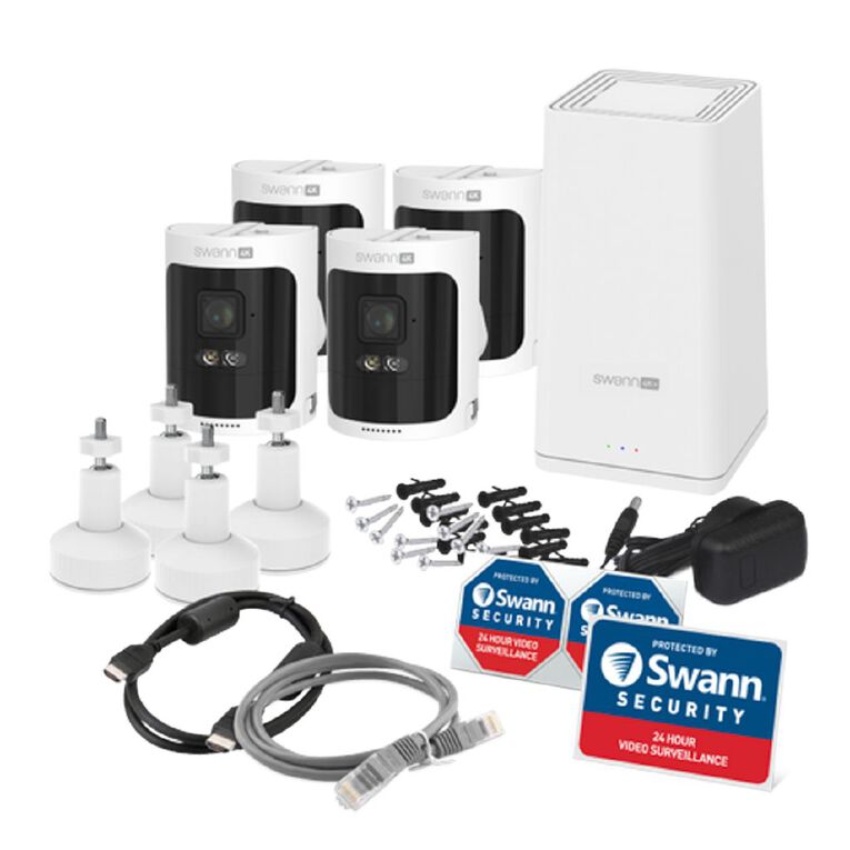 Swann AllSecure4K Wireless Security Kit with 4 x 4K WireFree Cameras and Power Hub Noel Leeming
