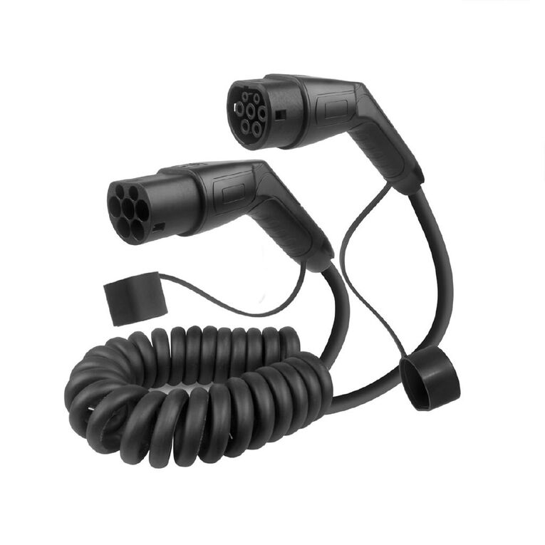 Laser ChargeCore Type 2 Coiled EV Charging Cable, 2.5m - Black, , hi-res