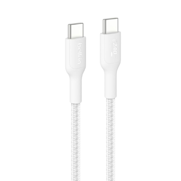 Belkin BoostCharge Pro USB-C to USB-C Braided PCR Cable 240W 2.0, 1m - White, , hi-res