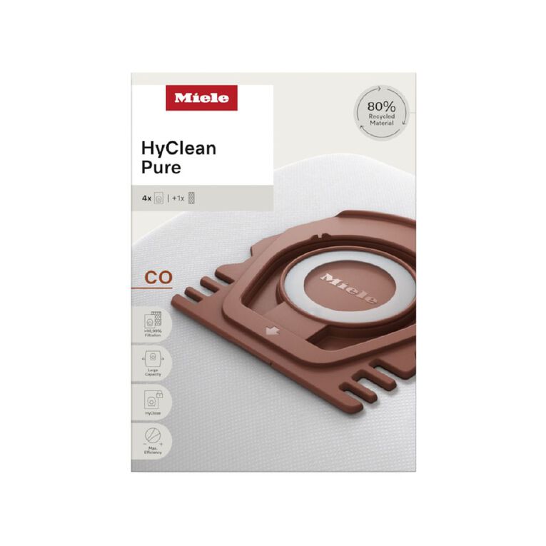Miele CO Hyclean Pure 4 Pack Vacuum Cleaner Bags & 1 AirClean Exhaust Filter, , hi-res