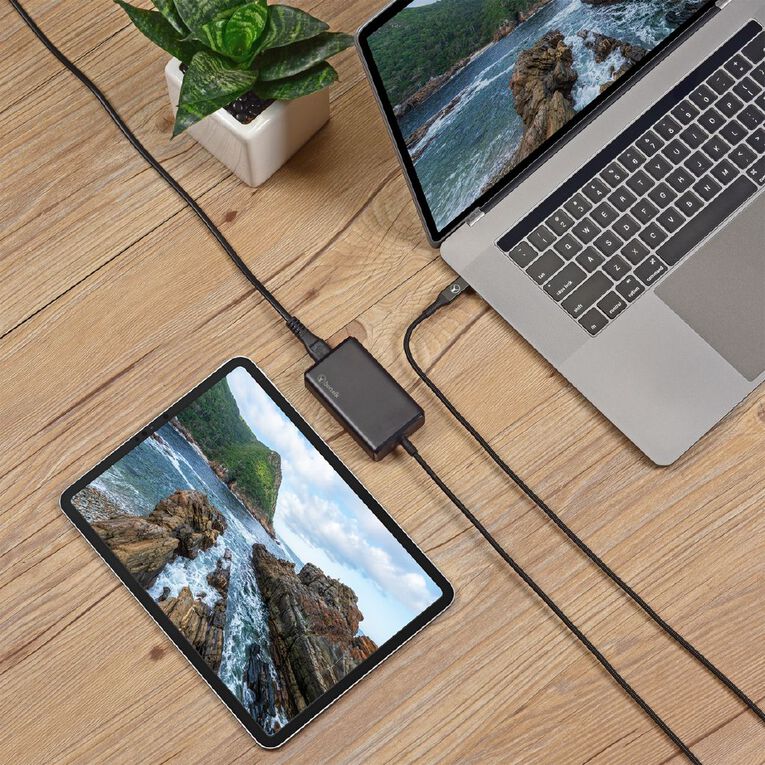 Bonelk Long-Life 65W PD GaN Desktop Charger, in-built USB-C Cable 1.5m - Black, , hi-res