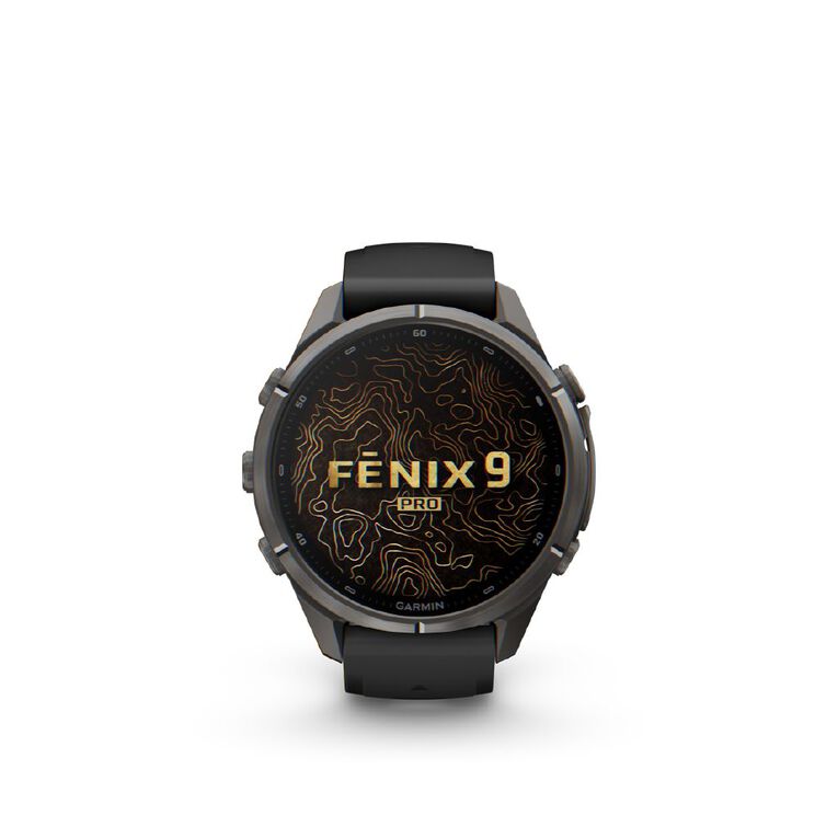 Garmin Fenix 9 Pro 43mm AMOLED - Carbon Grey DLC Titanium With Black/Pebble Grey Silicone Band, , hi-res