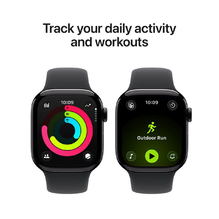 Apple Watch Series 11 Cellular 42mm Jet Black Aluminium Case with Black Sport Band S/M, , hi-res