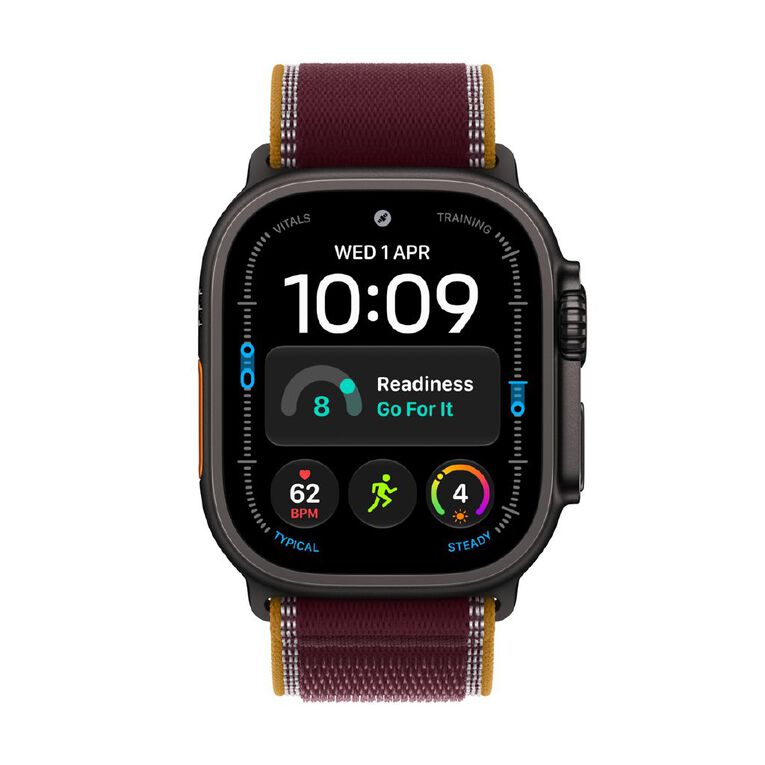 Apple Watch Ultra 4 Cellular 49mm Black Titanium Case with Burgundy Trail Loop S/M, , hi-res