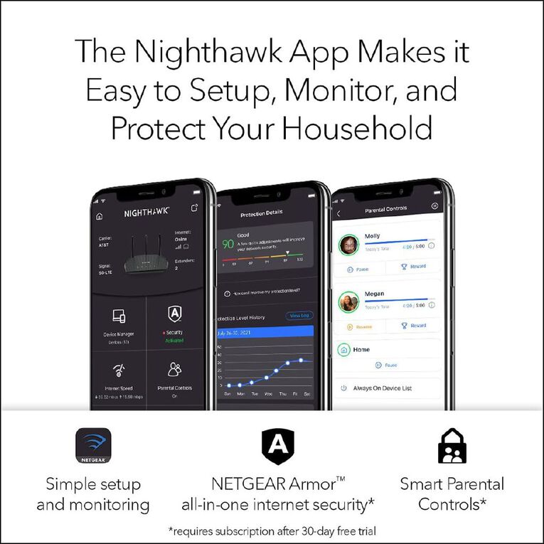 Netgear Nighthawk AX3000 AX4 4-Stream Wifi 6 Router, , hi-res