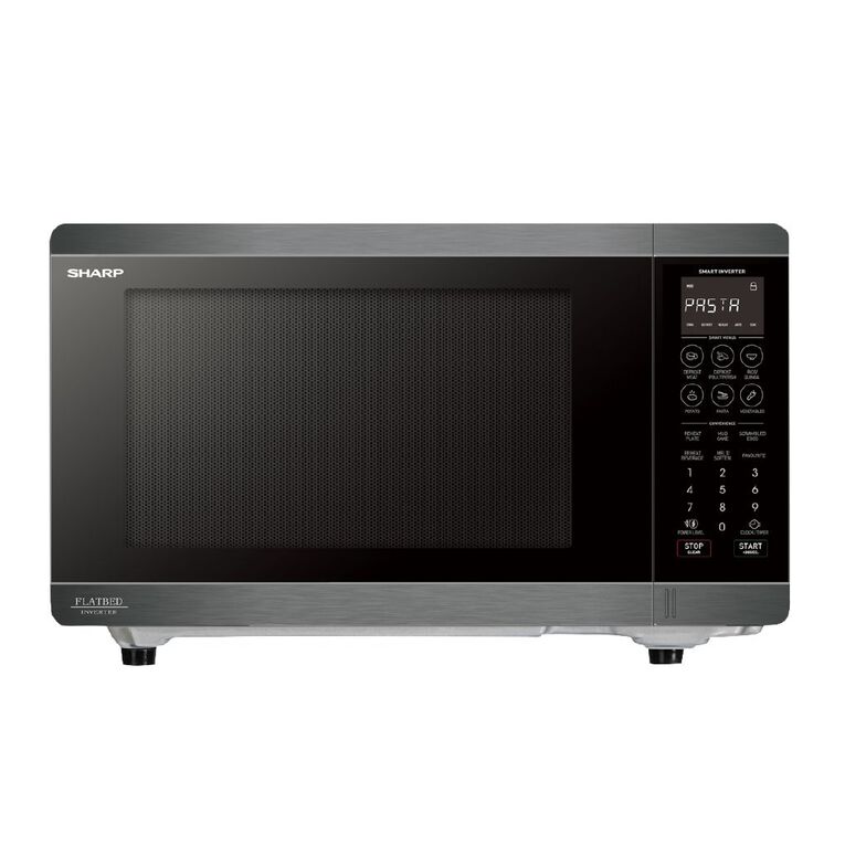 Sharp 30L Flatbed Inverter Microwave Black Stainless Noel Leeming