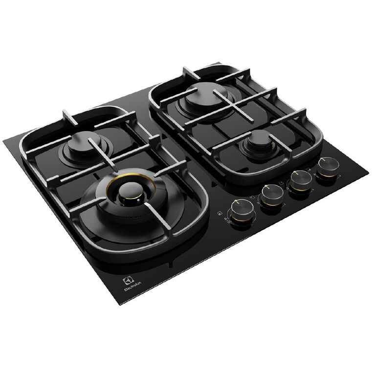 Electrolux 60cm 4Burner Gas Cooktop Black Glass Noel Leeming