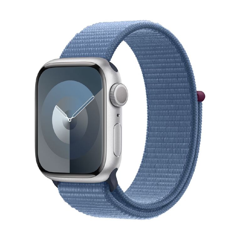 Apple Watch S9 GPS 41mm Silver Aluminium Case with Winter Blue Sport Loop, , hi-res