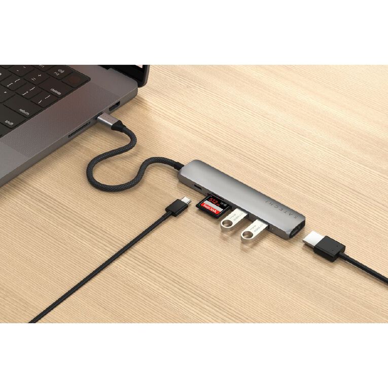 SATECHI 6-in-1 USB-C Slim Multiport Adapter 4K - Space Grey, , hi-res