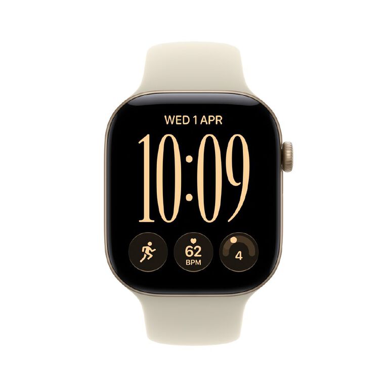 Apple Watch Series 12 Cellular 46mm Light Gold Aluminium Case with Sand Sport Band S/M, , hi-res