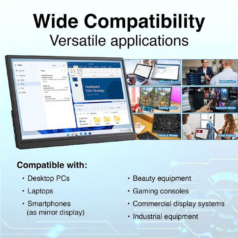Laser 15.6" Full HD Portable Monitor with Touch Screen, , hi-res