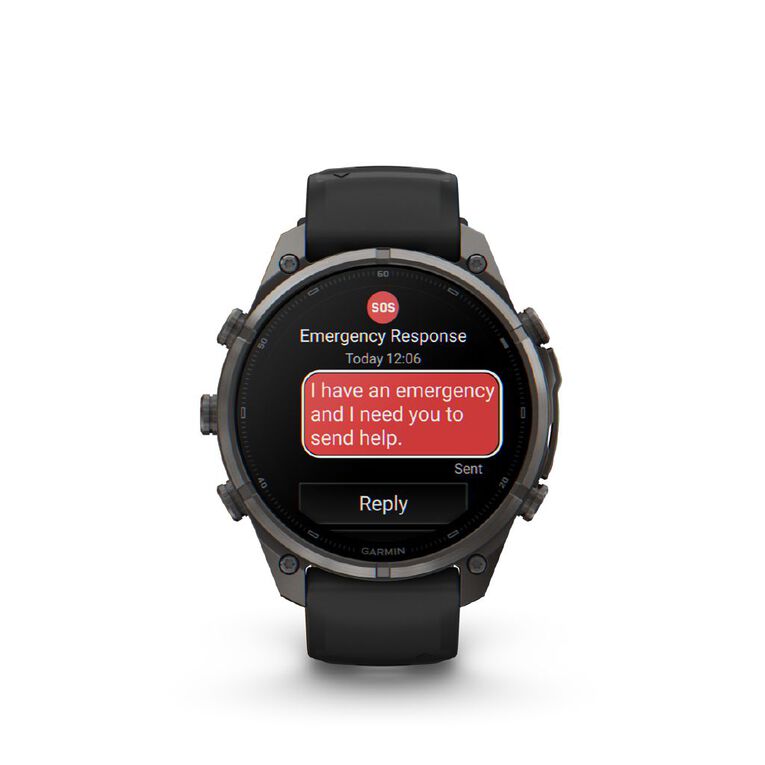 Garmin Fenix 9 Pro 47mm AMOLED inReach - Carbon Grey DLC Titanium With Black/Pebble Grey Silicone Band, , hi-res