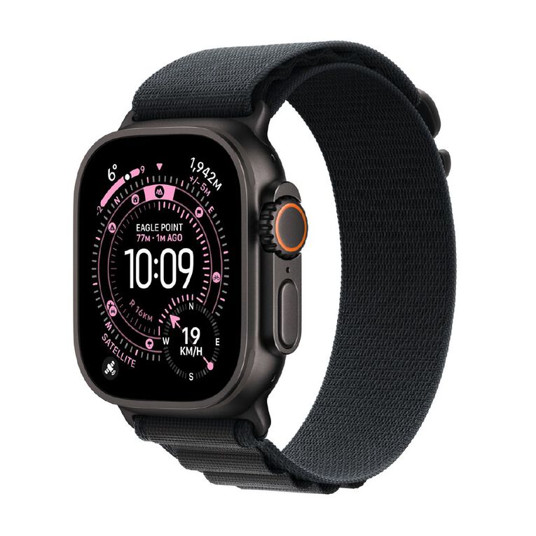 Apple Watch Ultra 3 Cellular 49mm Black Titanium Case with Black Alpine Loop Medium, , hi-res