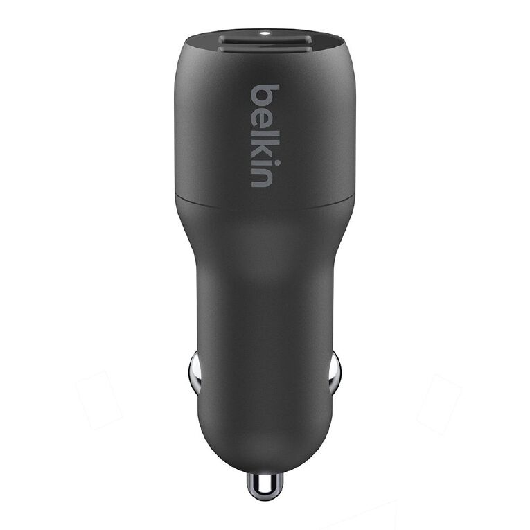 Belkin Dual USB-A Car Charger 24W Includes USB-C Cable, , hi-res