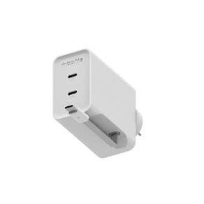 Mophie Speedport 67W 3-Port USB-C GaN Wall Charger (Dual USB-C + 60W 70cm Retractable USB-C Cable) - White