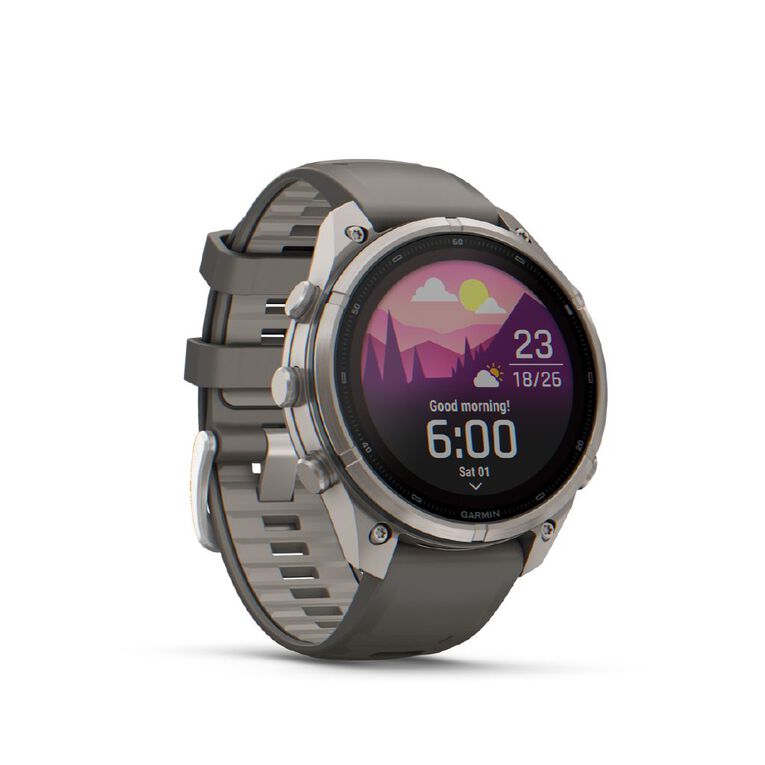 Garmin Fenix 9 Pro 47mm Solar - Titanium With Pebble Grey Silicone Band, , hi-res