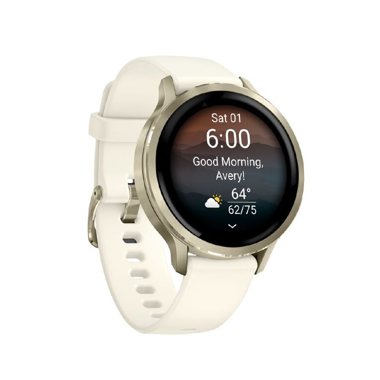 Garmin Venu 4 41mm Smartwatch Lunar Gold Bone Silicone Band, , hi-res