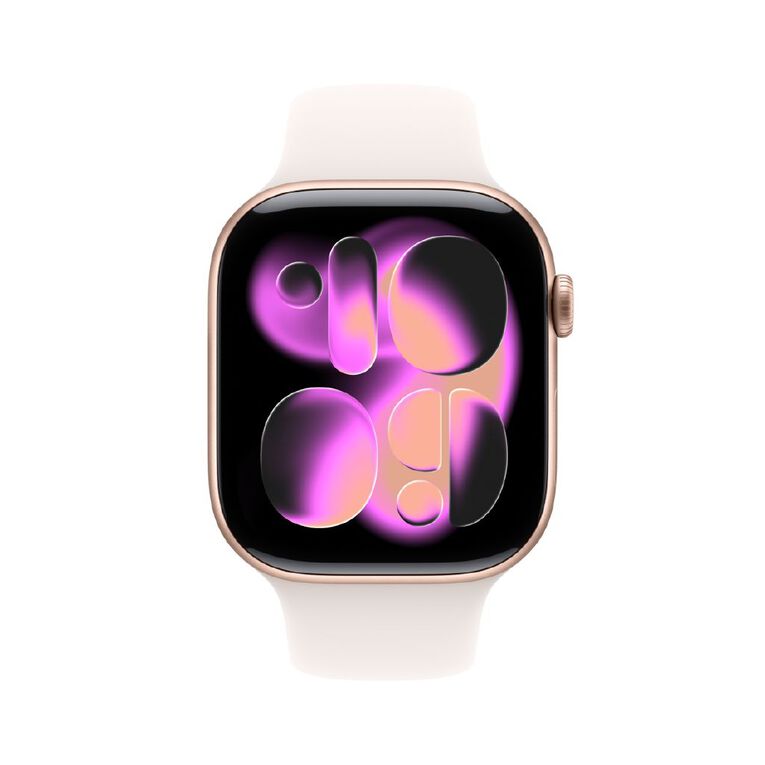 Apple Watch Series 11 Cellular 46mm Rose Gold Aluminium Case with Light Blush Sport Band M/L, , hi-res