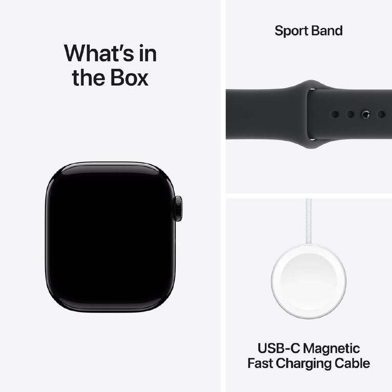 Apple Watch Series 11 Cellular 42mm Jet Black Aluminium Case with Black Sport Band S/M, , hi-res