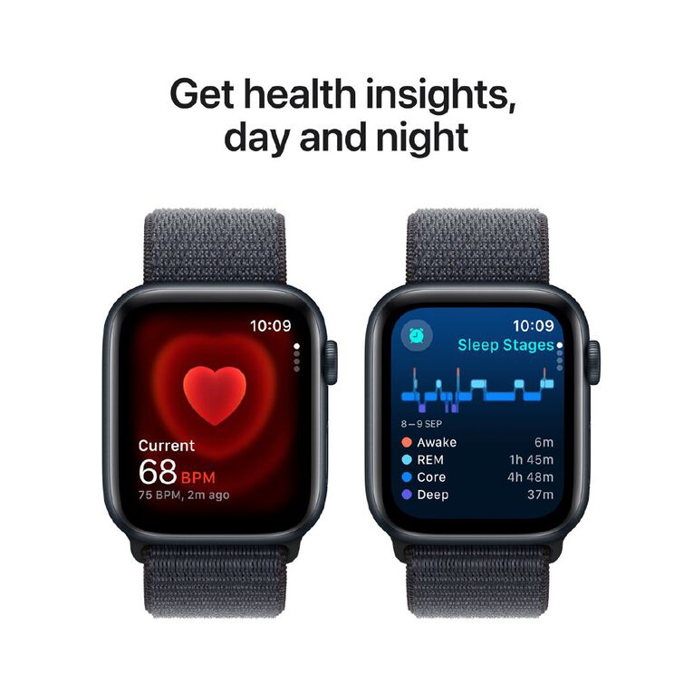 Apple Watch SE GPS 44mm Midnight Aluminium Case with Ink Sport Loop, , hi-res