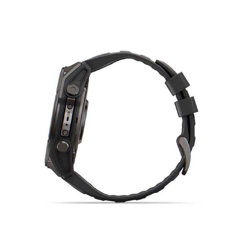 Garmin Fenix 9, 51mm, Carbon Grey DLC Titanium With Black Silicone Band, , hi-res