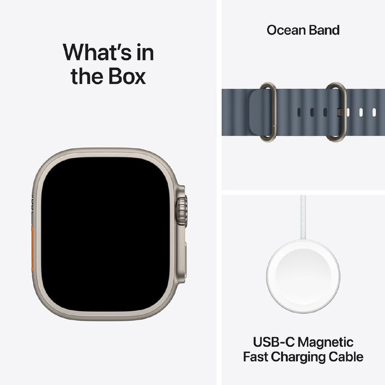 Apple Watch Ultra 3 Cellular 49mm Natural Titanium Case with Anchor Blue Ocean Band, , hi-res
