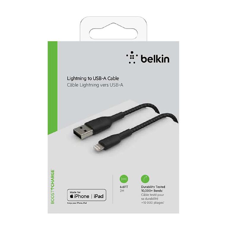 Belkin Braided Lightning Cable - 2m - Black, , hi-res