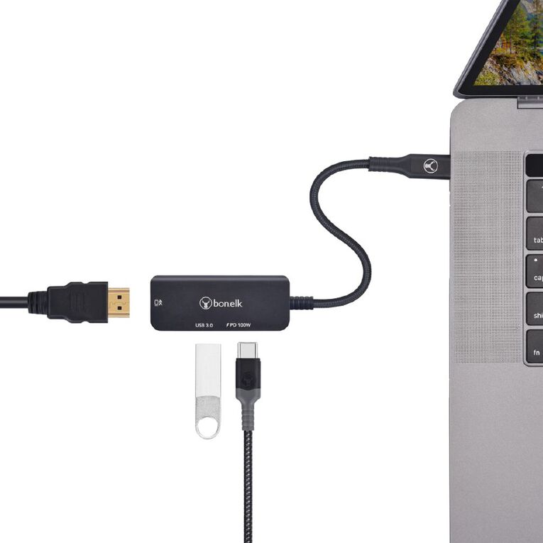 Bonelk Long-Life 3in1 Multiport Hub - Black, , hi-res