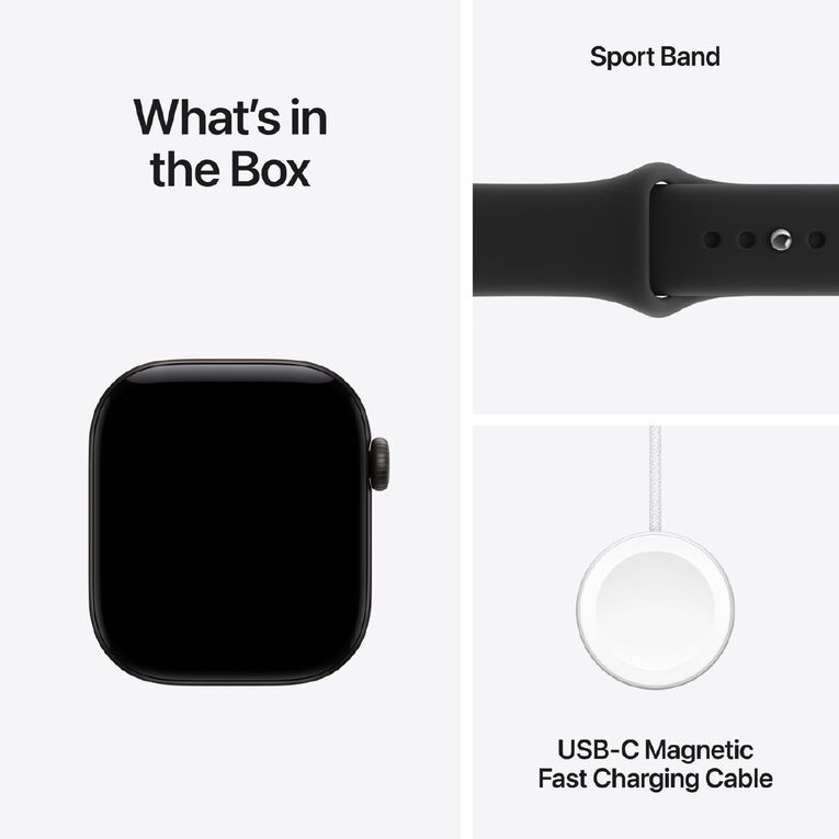 Apple Watch Series 12 GPS 42mm Black Aluminium Case with Black Sport Band M/L, , hi-res