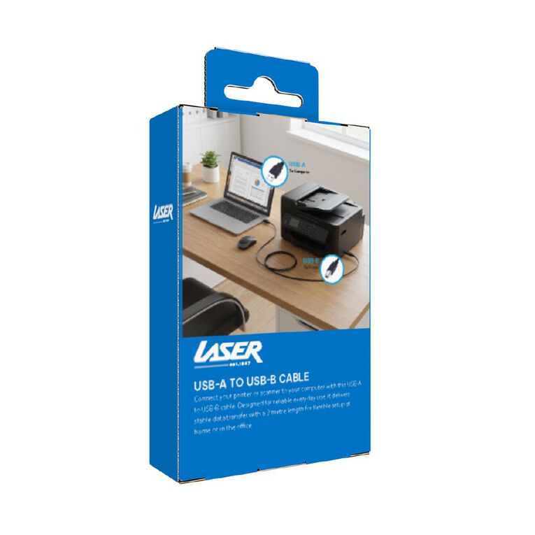 Laser USB-A to USB-B Printer Cable - 2M, , hi-res