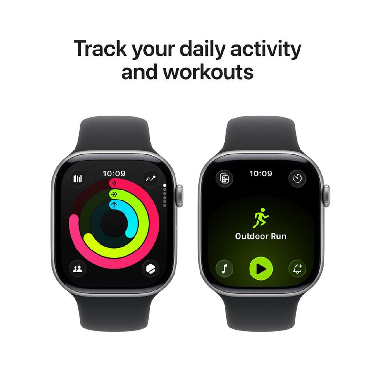 Apple Watch Series 11 Cellular 46mm Space Grey Aluminium Case with Black Sport Band M/L, , hi-res