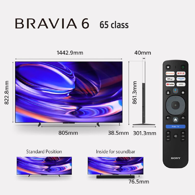 Sony 65" BRAVIA 6 4K OLED Google TV, , hi-res