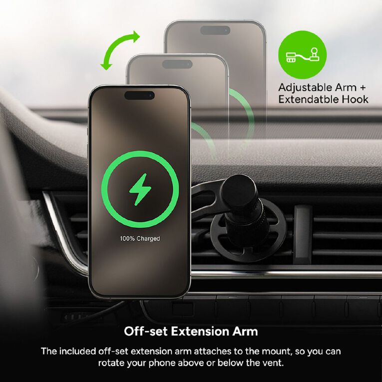 Mophie Snap+ Wireless Charging Car Vent Mount with Qi2, , hi-res