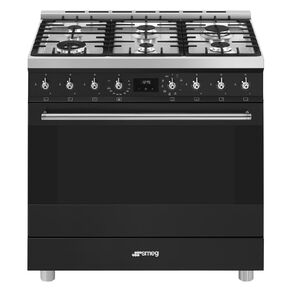 Smeg 90cm Freestanding Oven with Gas Cooktop - Matte Black