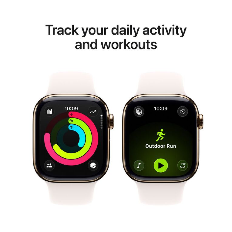 Apple Watch Series 11 Cellular 42mm Gold Titanium Case with Light Blush Sport Band S/M, , hi-res