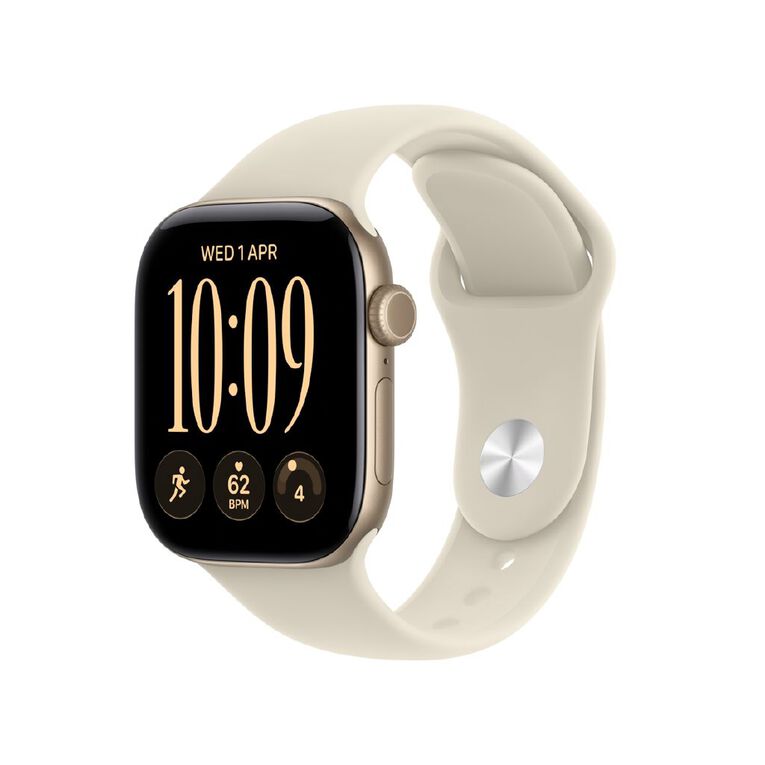 Apple Watch Series 12 GPS 42mm Light Gold Aluminium Case with Sand Sport Band M/L, , hi-res