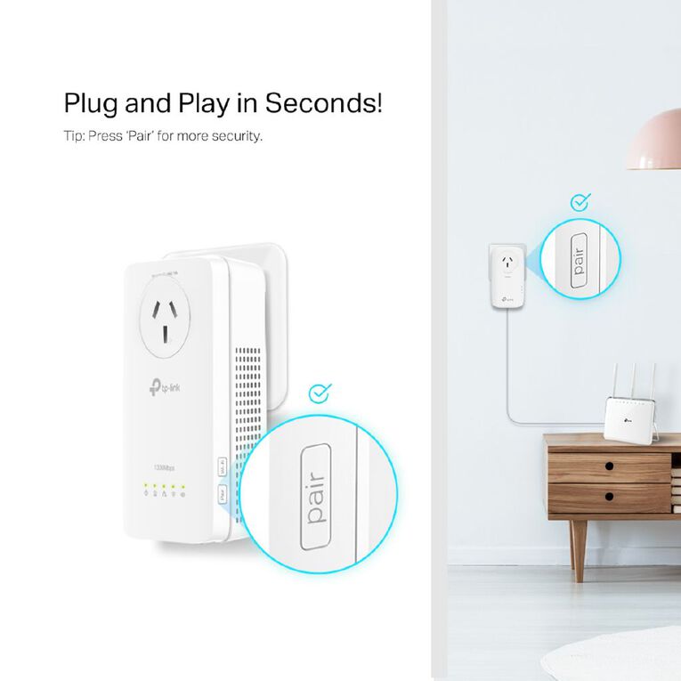 TP-Link AV1300 Gigabit Passthrough Powerline AC Wi-Fi Kit, , hi-res